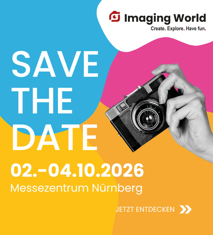 Imaging World 2026 Nürnberg – großes Fotografie & Video Event, Kamera, Workshops, Content Creation, Save the Date Grafik