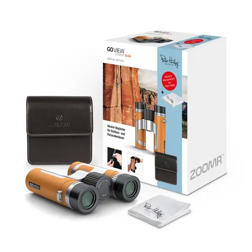GoView ZOOMR 8x26 Sunset orange Special Edition Fernglas mit Peter Hadley Tuch